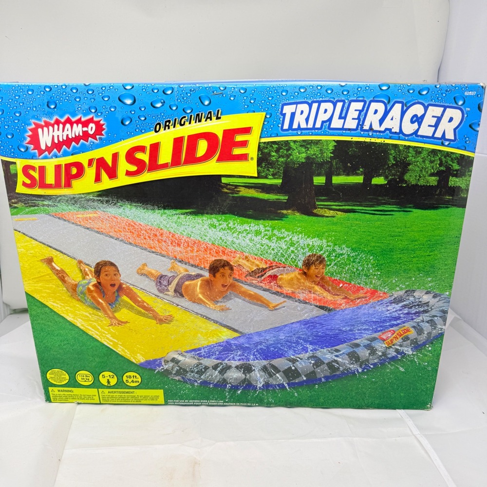 Wham-O Original Slip N Slide Triple Racer 18ft 3 Lane Water Slide 62037